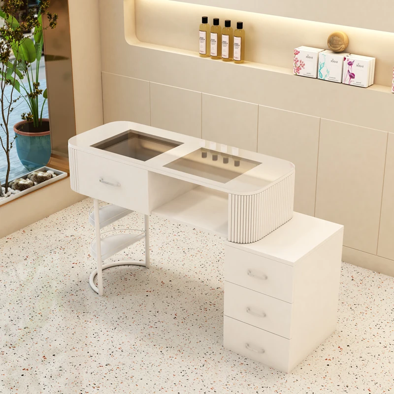 Tech Accessories Luxury - อุปกรณ์เสริม โต๊ะทำเล็บ ตู้เก็บของ โต๊ะทำเล็บสีขาว เฟอร์นิเจอร์ทำเล็บสไตล์นอร์ดิกสุดหรู