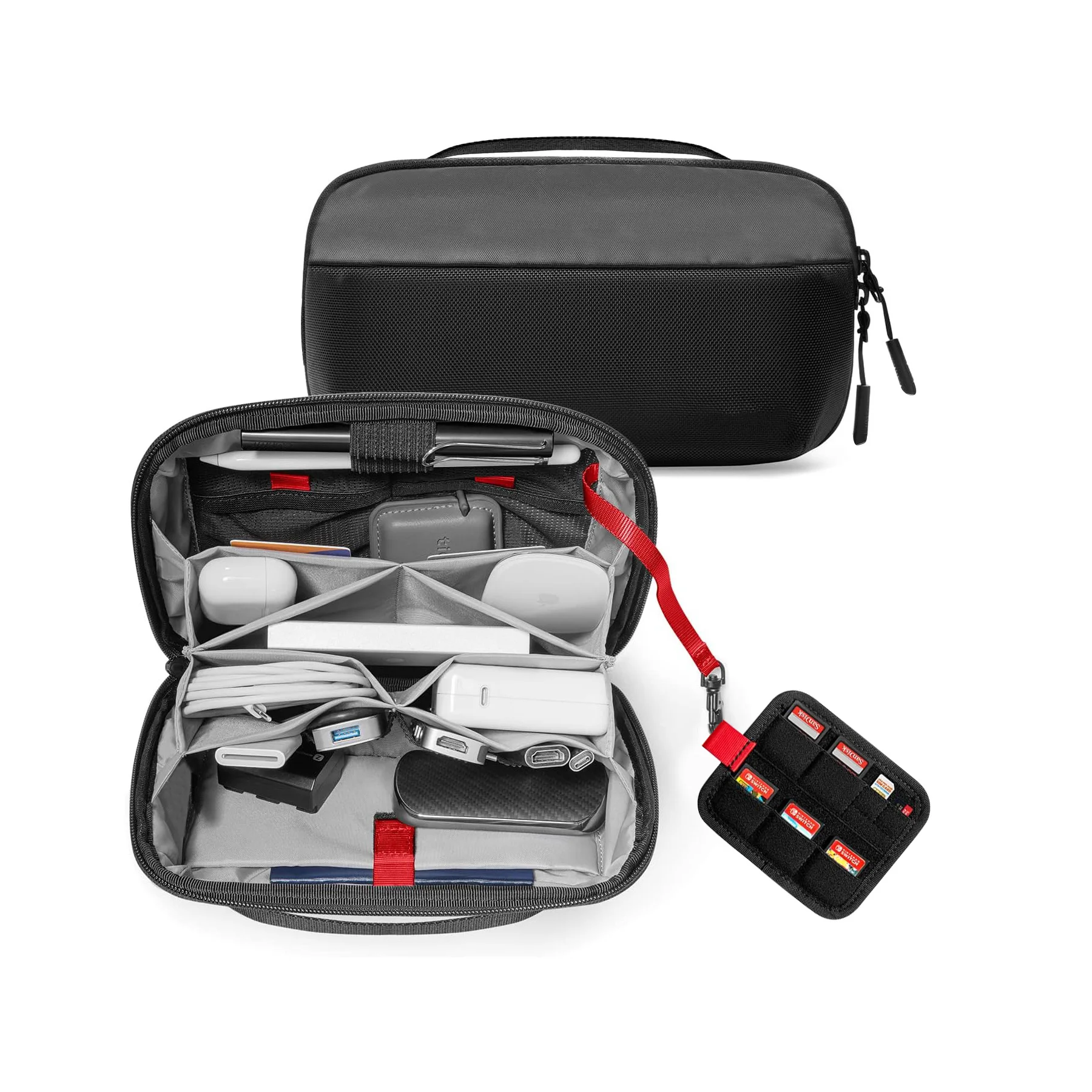 Tech Accessories Travel Case - กระเป๋าจัดระเบียบอุปกรณ์เทคโนโลยีสำหรับการเดินทาง กันน้ำ ช่องใส่ของหลายช่อง สำหรับสายชาร์จ แบตสำรอง