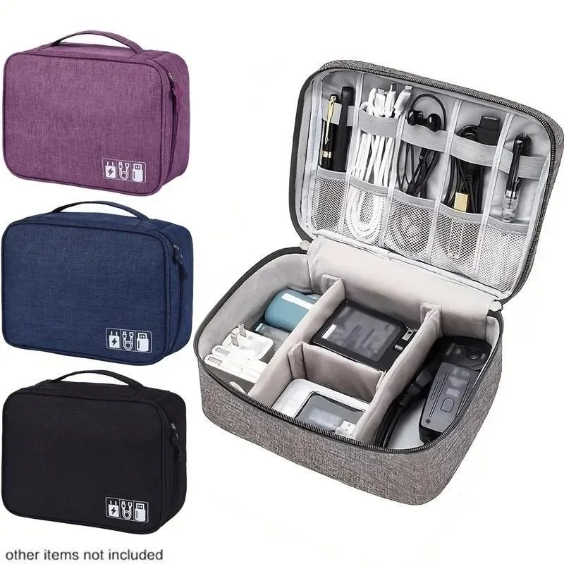 Tech Accessories Travel Case - กระเป๋าจัดระเบียบอุปกรณ์อิเล็กทรอนิกส์สำหรับเดินทาง กันน้ำ กระเป๋าเก็บสายเคเบิล ของขวัญสำหรับคนรักเทคโนโลยี ใช้เป็นอุปกรณ์เสริมสำหรับสายโทรศัพท์และ iPad