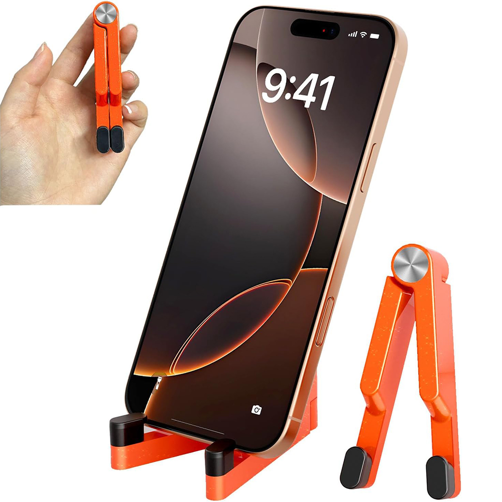 Phone Stand Aluminum - ขาตั้งโทรศัพท์มือถืออะลูมิเนียมแบบพับได้ - ที่วางโทรศัพท์แบบพกพาสำหรับไอโฟน/สมาร์ทโฟน สำหรับโต๊ะทำงาน/การเดินทาง