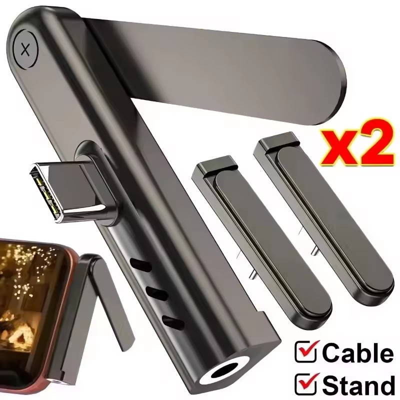 Phone Stand Aluminum - 2/1PCS แบบพกพา USB C ถึง 3.5