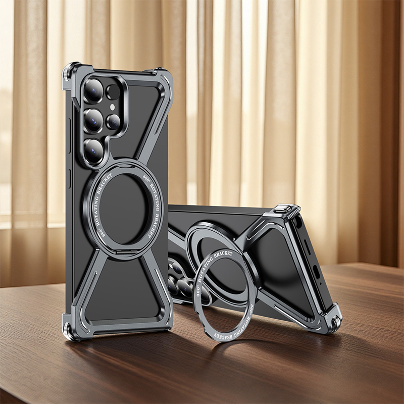 Phone Stand Aluminum - เคสโทรศัพท์แบบแม่เหล็กหมุนได้ ป้องกันการตก สำหรับ Samsung S26 S25