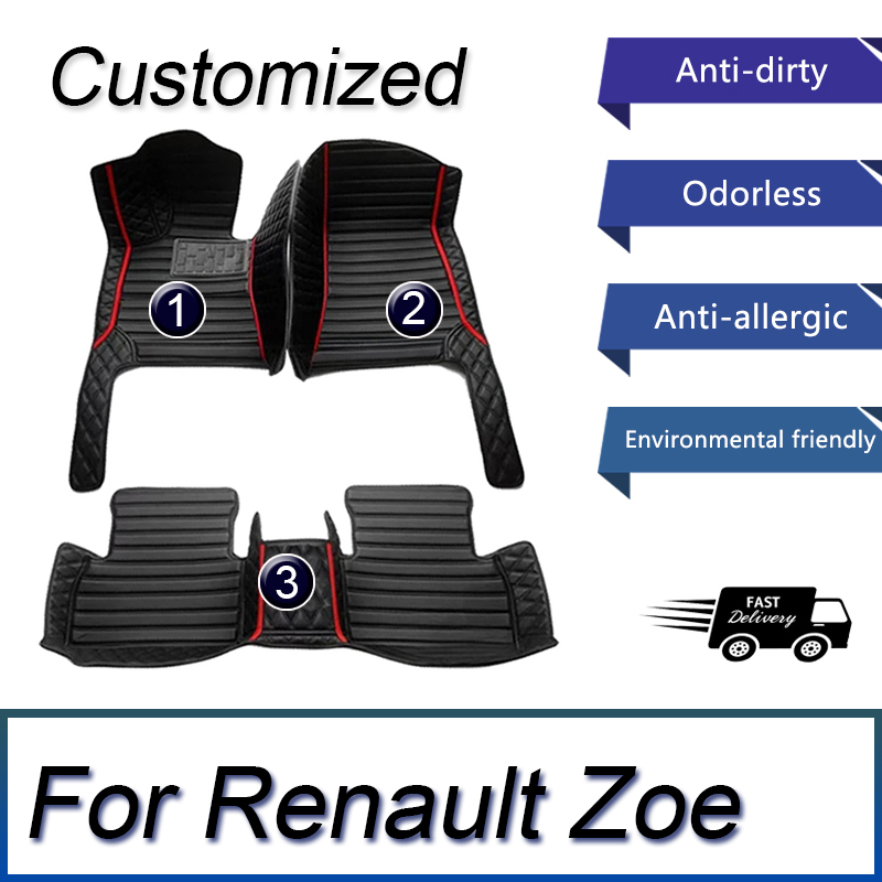 Tech Accessories Luxury - เสื่อปูพื้นรถหนังสำหรับ Renault, Zoe E-Tech ไฟฟ้า2012 ~