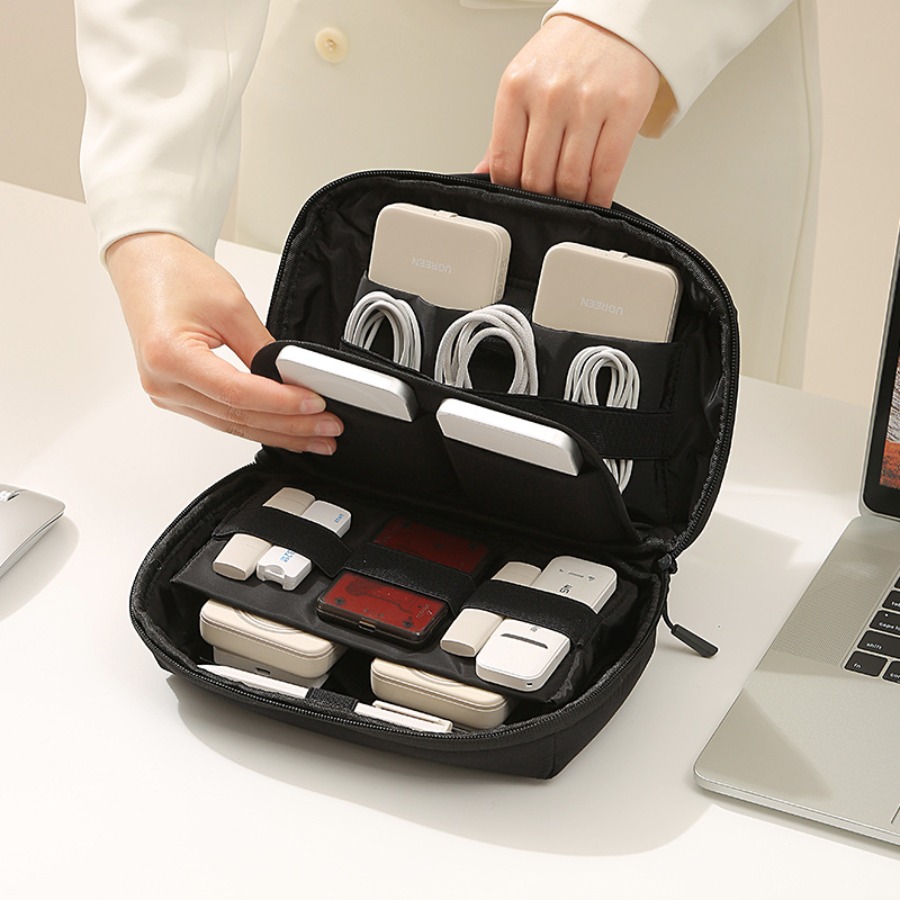 Tech Accessories Travel Case - กระเป๋าจัดเก็บสายไฟแบบพกพาสำหรับเดินทาง ใส่สายชาร์จ โทรศัพท์ อุปกรณ์เสริม กระเป๋าอเนกประสงค์ ของขวัญสำหรับผู้ชายและผู้หญิง