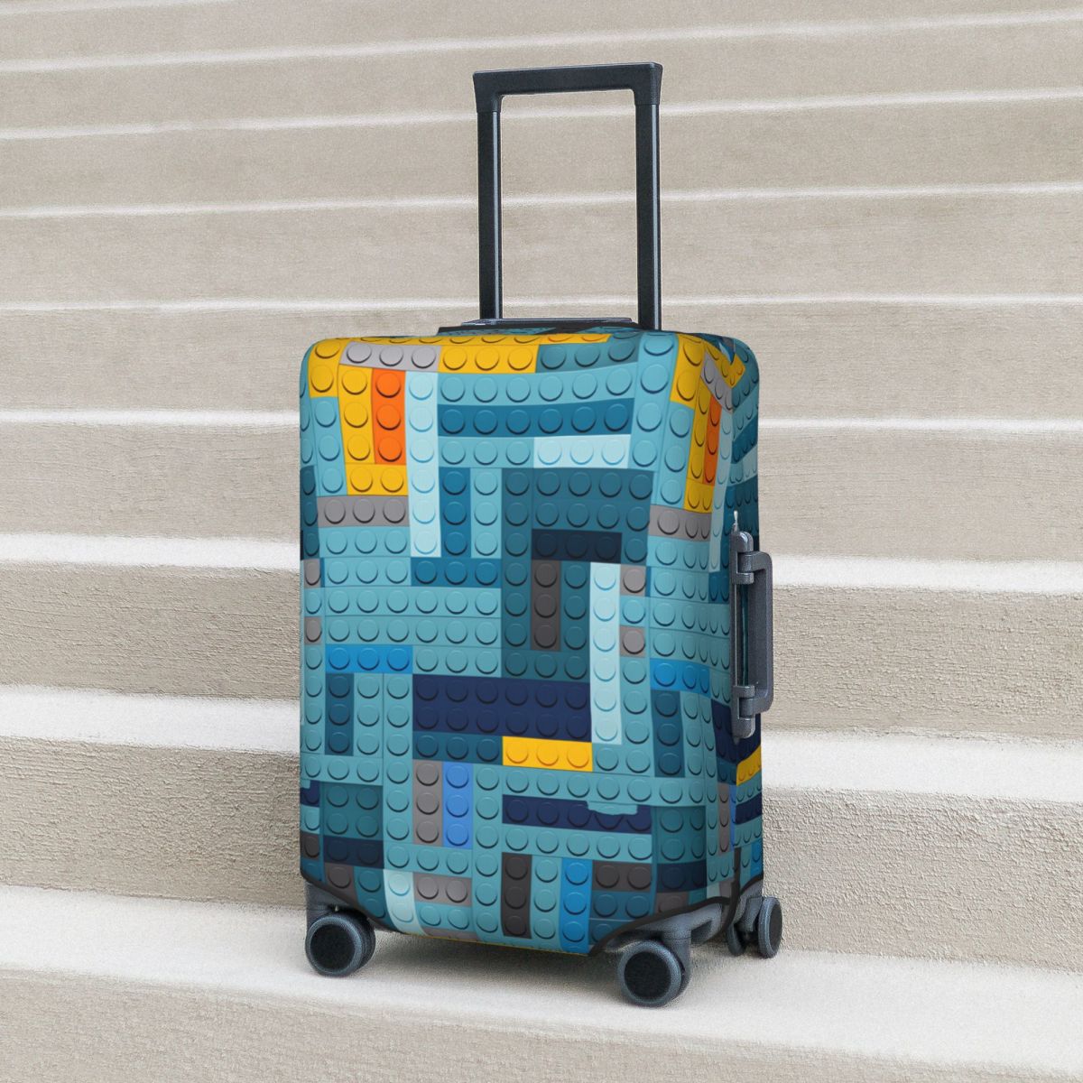 Tech Accessories Travel Case - บลูเทค พิกเซล บล็อกส์ เท็กซ์เจอร์ ซูทเคส คัฟเวอร์